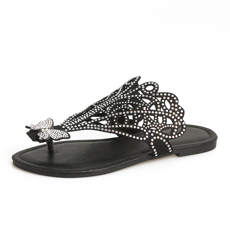 Damen Elegante Zehentrenner mit funkelndem Design und modischem Riemen R&B
