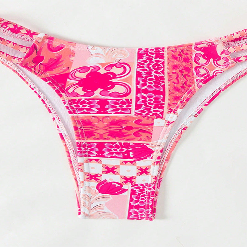 Damen Bandeau-Bikini mit modischem Patchwork-Design R&B