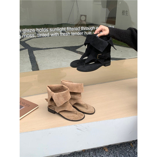 Damen modische und elegante Stiefeletten mit offenem Zehenbereich R&B