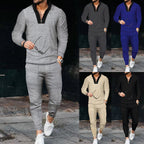 Herren sportliches Freizeit-Jogginganzug mit Hochkragen und eleganter Struktur R&B
