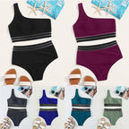 Damen asymmetrisches Bikini-Set mit elastischen Bändern R&B