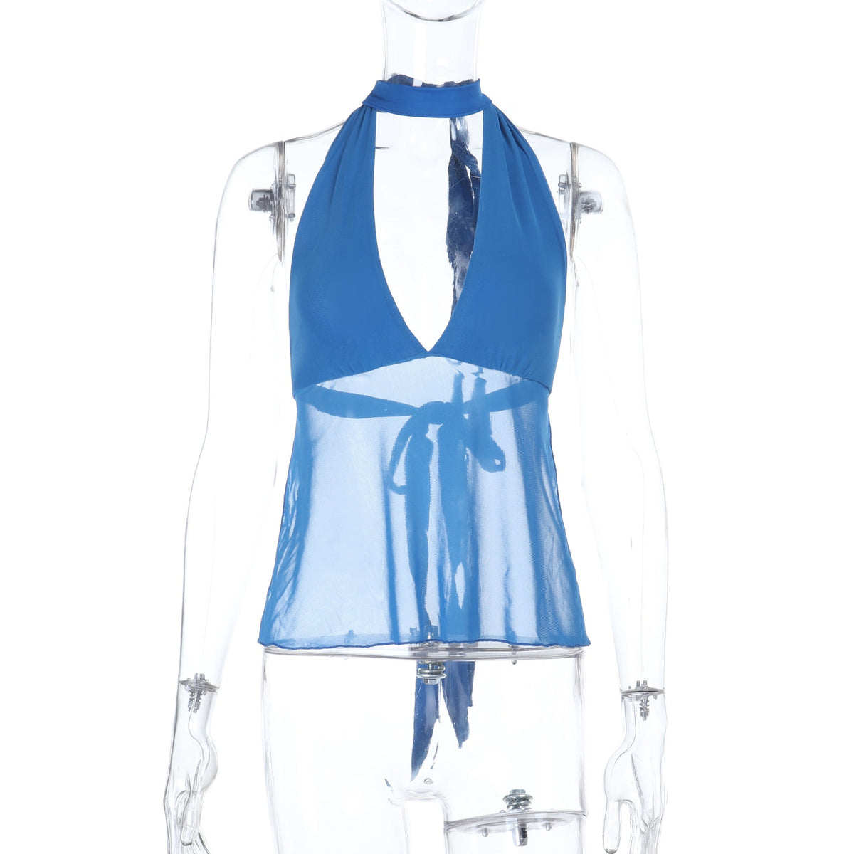Damen Halterneck-Oberteil mit transparentem Design