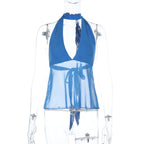 Damen Halterneck-Oberteil mit transparentem Design R&B