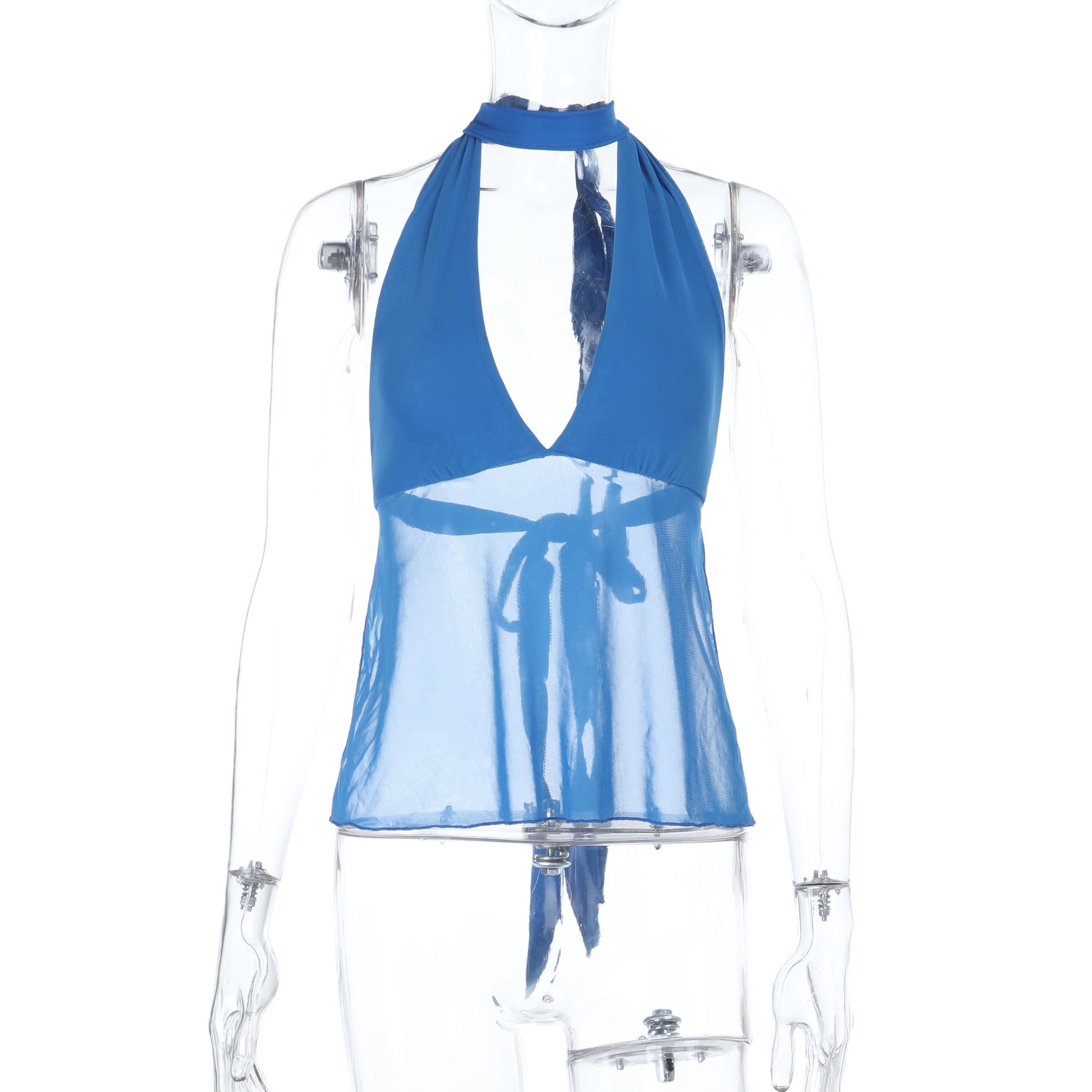 Damen Halterneck-Oberteil mit transparentem Design R&B