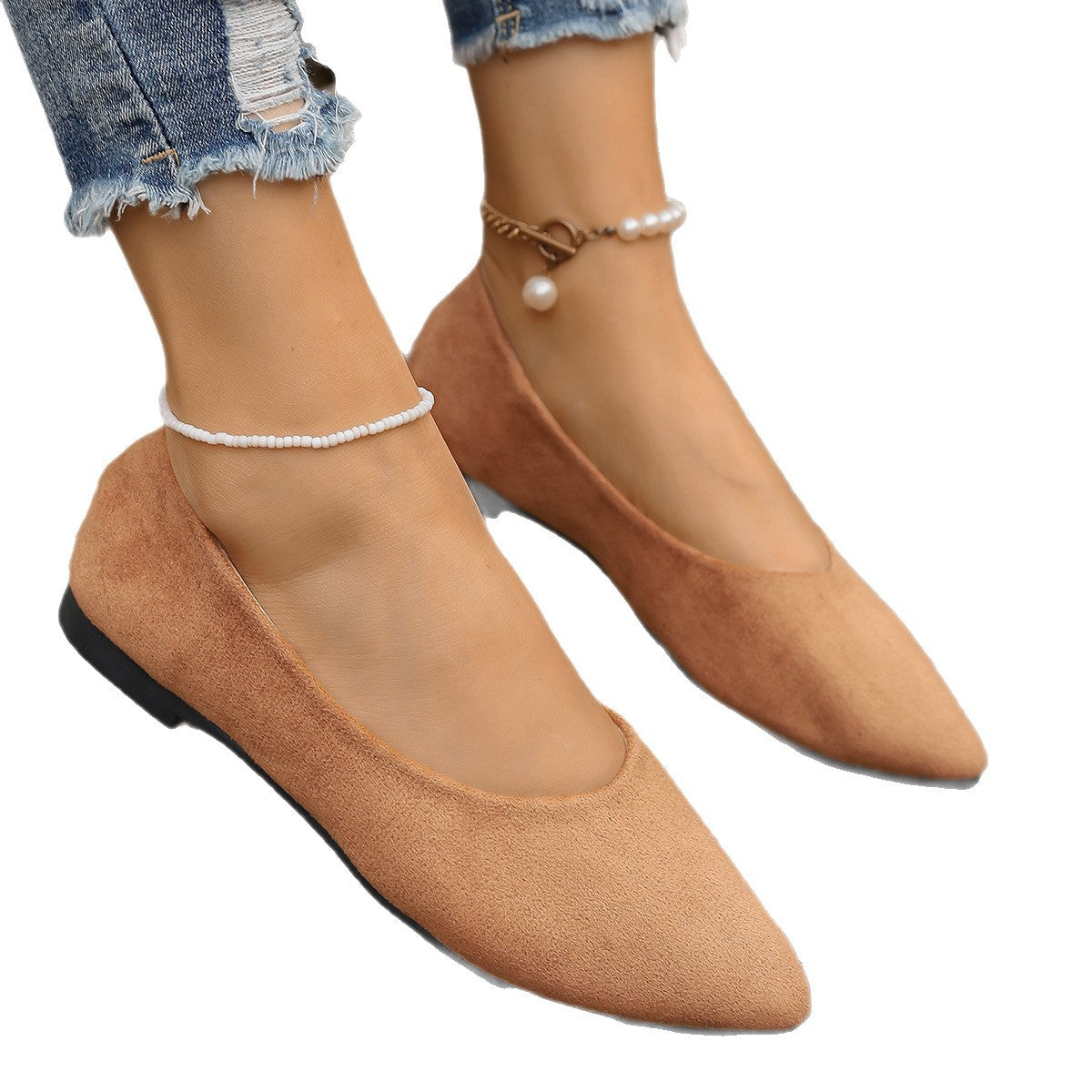 Damen Ballerinas im eleganten V-Ausschnitt und weichem Wildleder-Look R&B