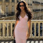 Damen Elegantes Kleid mit tiefem V-Ausschnitt und raffiniertem Rücken R&B