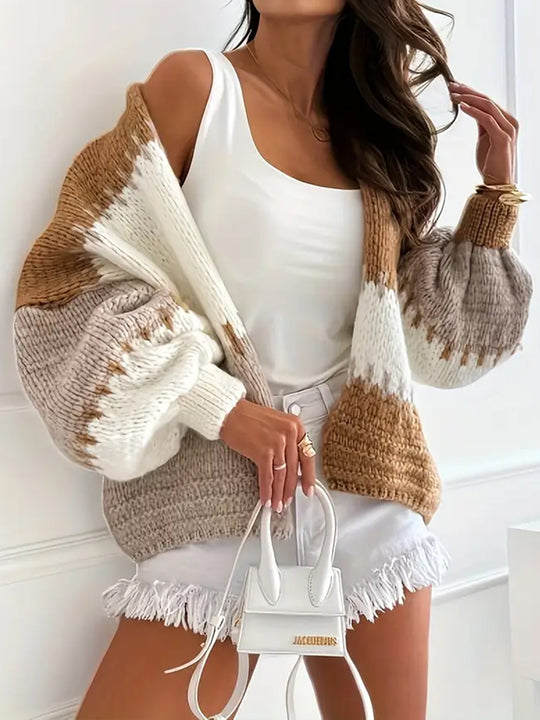 Damen farbenfroher Strickcardigan R&B