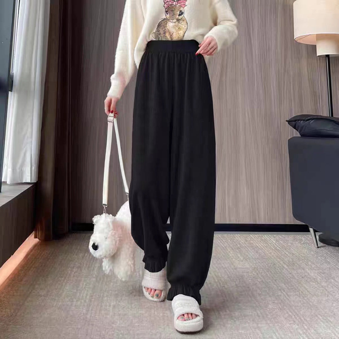 Damen bequeme Palazzohose aus glänzendem Material R&B