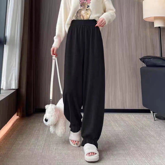 Damen bequeme Palazzohose aus glänzendem Material R&B