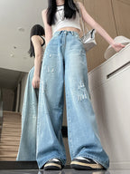Damen Weite Bootcut-Jeans mit modischem Destroyed-Effekt R&B