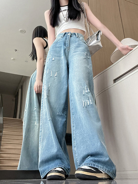 Damen Weite Bootcut-Jeans mit modischem Destroyed-Effekt R&B