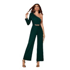 Damen Elegantes One-Shoulder Jumpsuit mit Gliederungsgürtel R&B