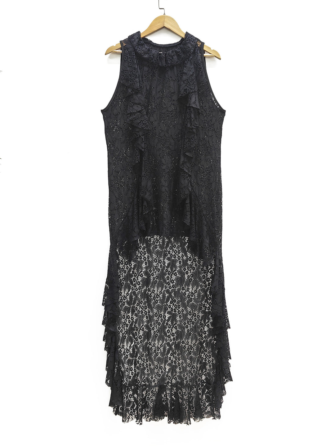 Damen elegantes Spitzenkleid mit Rüschendetails R&B