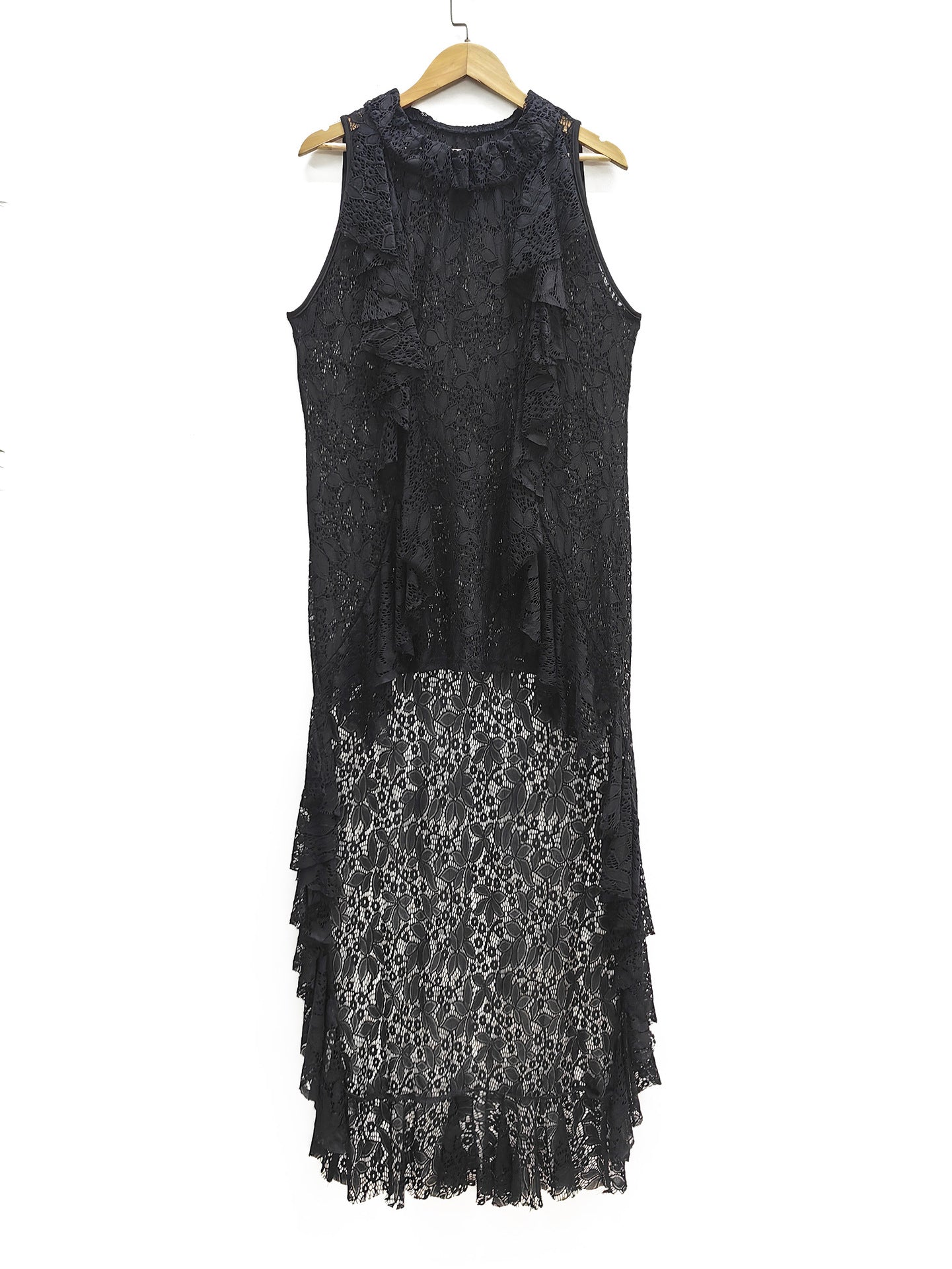 Damen elegantes Spitzenkleid mit Rüschendetails R&B