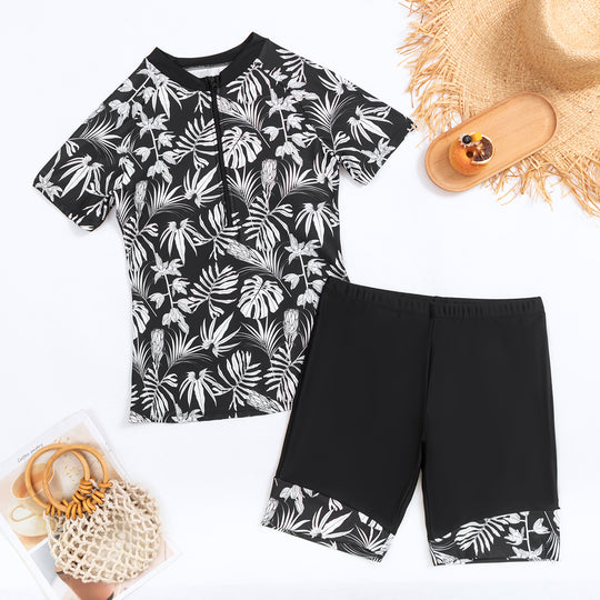 Damen Sportlicher Zweiteiler Badeanzug mit modernem Floral-Design R&B