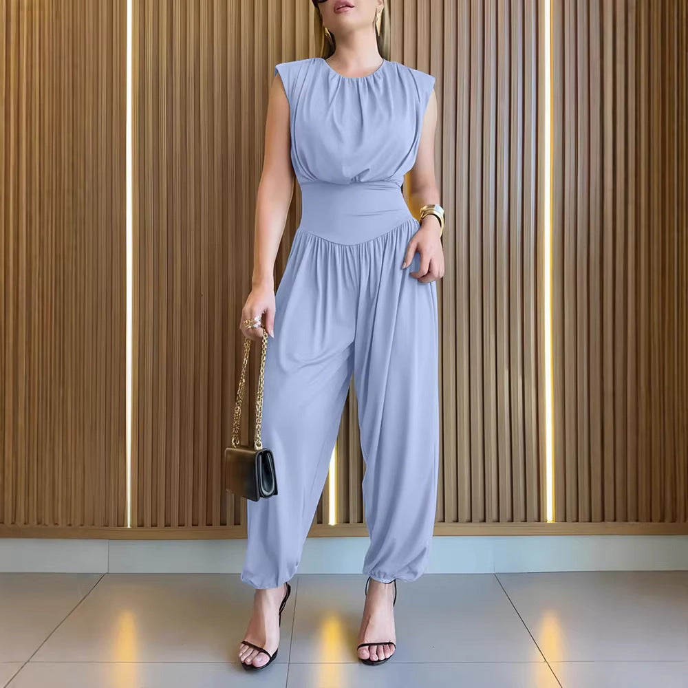 Damen modischer Jumpsuit mit elastischem Taillenbund und innovativem Schnitt R&B