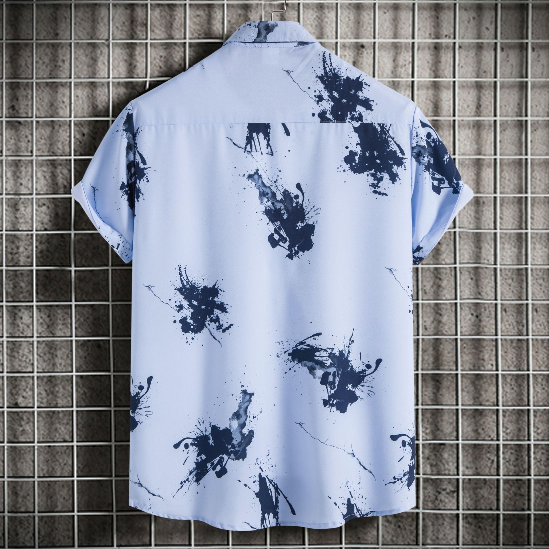 Herren Kurzarmhemd mit kreativem Farbspritz-design