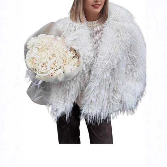 Damen Kunstpelzjacke im luxuriösen Design mit voluminösem Schnitt R&B