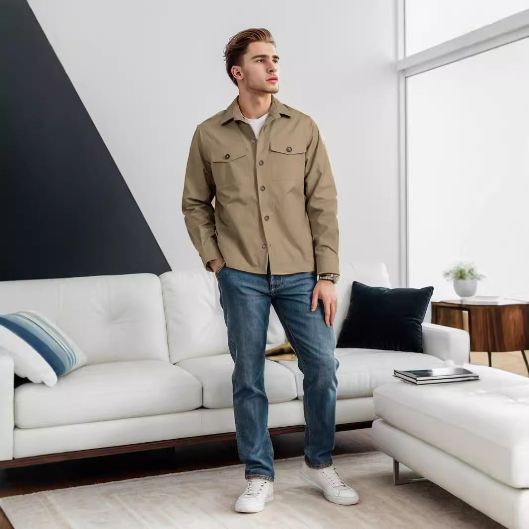 Herren lässige vielseitige Sommerjacke mit praktischen Brusttaschen und regulierbarem Bund R&B