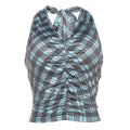 Damen Kurzarm Blusen-Top mit gerafftem Design und modischem Karomuster R&B