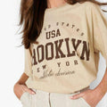 Damen Oversized T-Shirt mit sportlichem Brooklyn-Design und relaxed Fit R&B