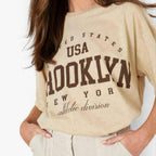 Damen Oversized T-Shirt mit sportlichem Brooklyn-Design und relaxed Fit R&B