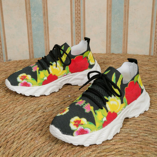 Damen modische Sneakers mit floralem Design und atmungsaktiver Textiloberfläche R&B