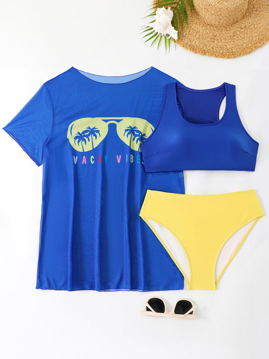 Damen Freizeit-Bikini-Set mit Netzoberteil R&B