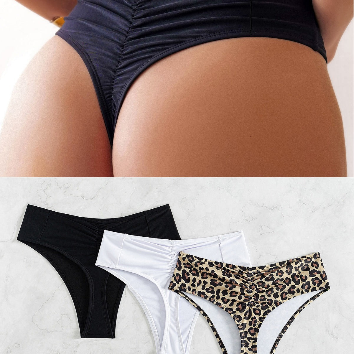 Damen Hochgeschnittener Bikini mit seitlichen BindR&Bändern R&B