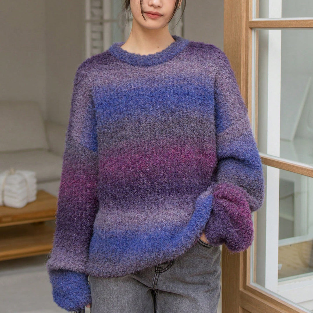 Damen Flauschiger Pullover mit strukturiertem Farbverlauf und weitem Schnitt R&B