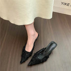 Damen spitze Slingback Mules mit floralen Applikationen R&B