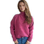 Damen Strickpullover mit hochgeschlossenem Kragen und strukturiertem Muster R&B