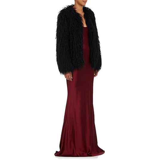 Damen Flauschige Kunstpelzjacke mit voluminösen Ärmeln R&B