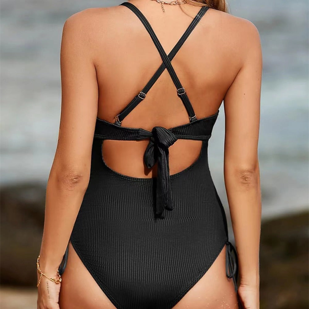 Damen Einteiliger Badeanzug mit modischem Cut-Out und verstellbaren Trägern R&B