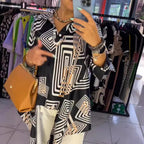 Damen Tunika mit modernem geometrischem Muster und elegantem Schnitt R&B