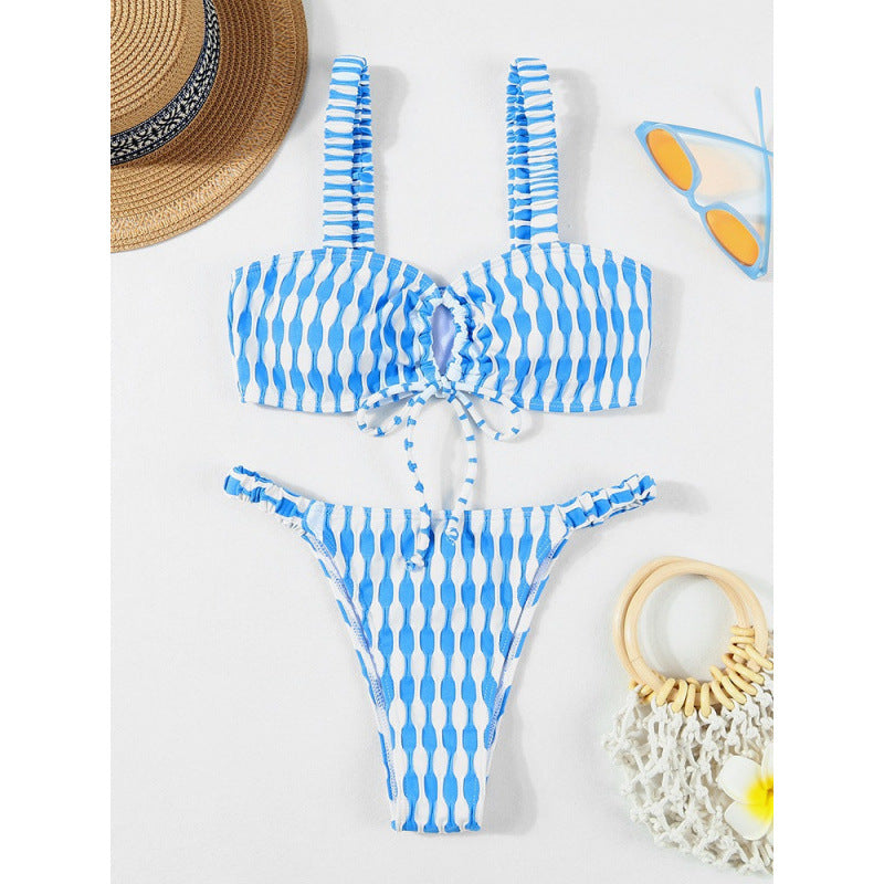 Damen Triangel-Bikini mit modischem Wickel-Design und verstellbaren Trägern R&B
