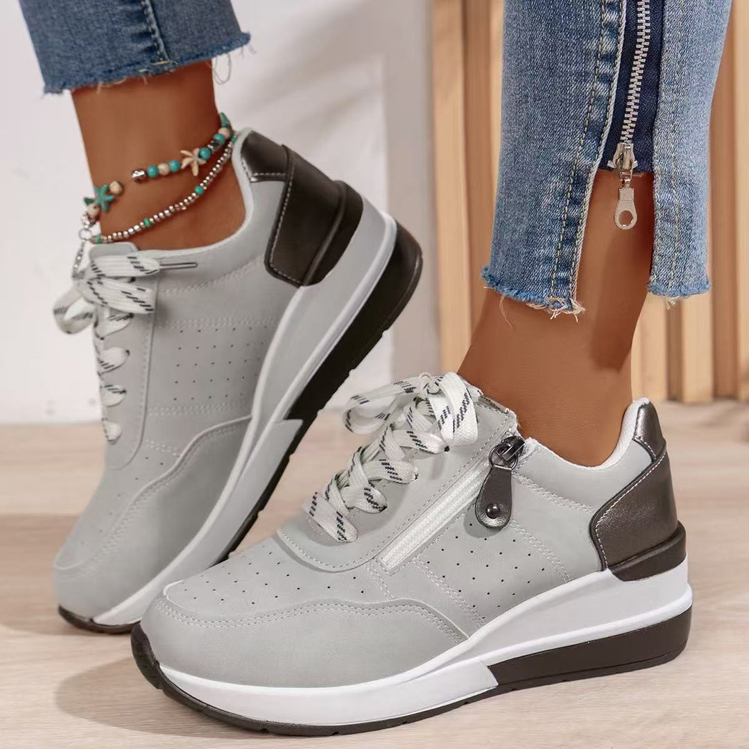 Damen Komfortable Sneakers mit modischem Reißverschluss und atmungsaktiver Sohle R&B