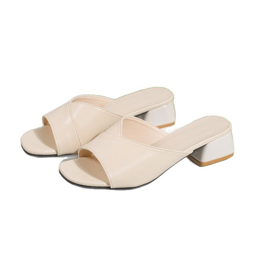 Damen elegante Mules mit modischem Blockabsatz R&B