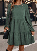 Damen lässiges Kleid mit voluminösen Ärmeln und Rüschensaum R&B
