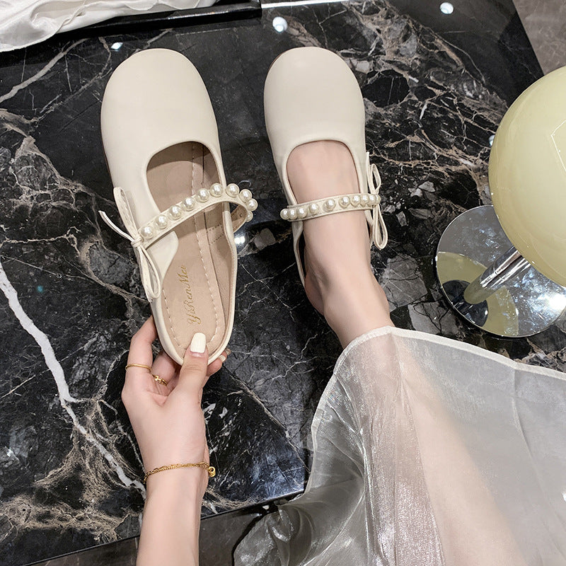 Damen praktische Ballerina-Schuhe mit Perlenverzierung R&B