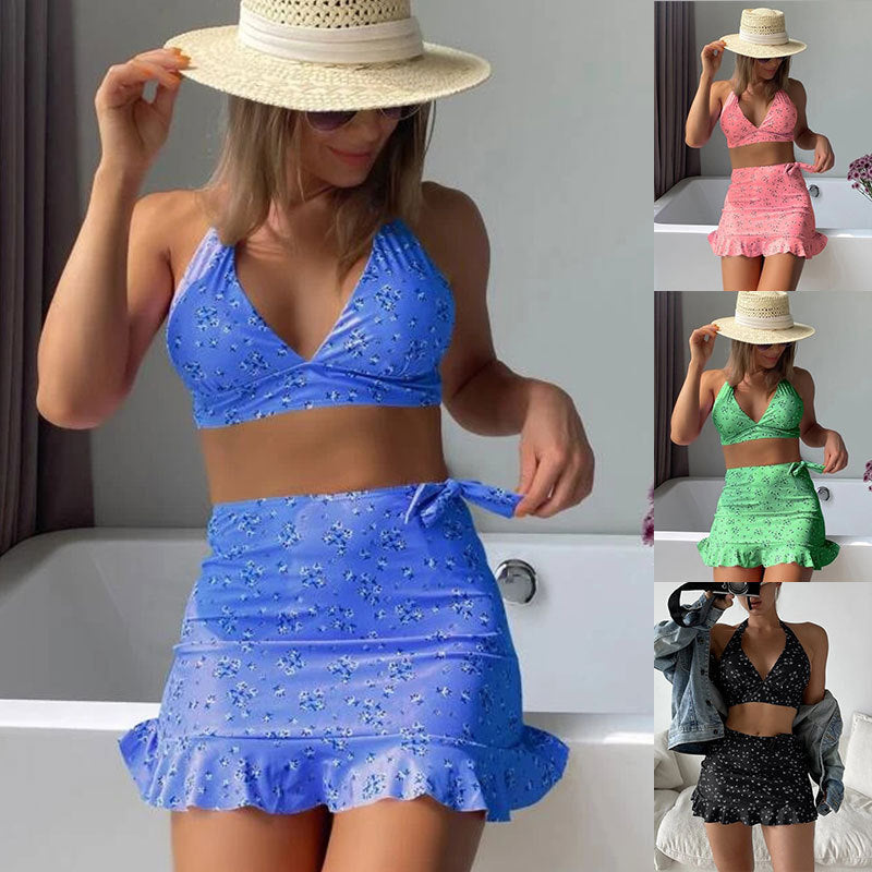 Damen Bikini-Top mit verspieltem Rock-Schnitt und modischem Floral-Design R&B