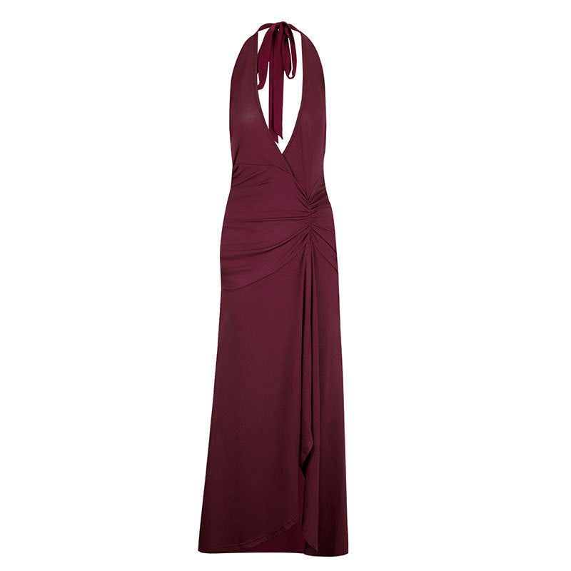 Damen Elegantes Halterkleid mit tiefem V-Ausschnitt und raffinierten Drapierungen R&B