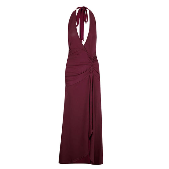 Damen Elegantes Halterkleid mit tiefem V-Ausschnitt und raffinierten Drapierungen R&B
