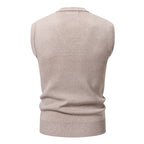 Herren eleganter ärmelloser Pullover mit V-Ausschnitt und strukturiertem Muster