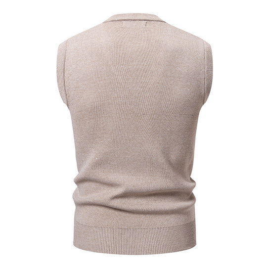 Herren eleganter ärmelloser Pullover mit V-Ausschnitt und strukturiertem Muster R&B