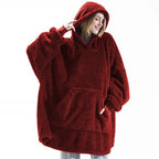 Damen Kuschelige Oversize-Hoodiejacke aus Fleece mit Kängurutasche R&B