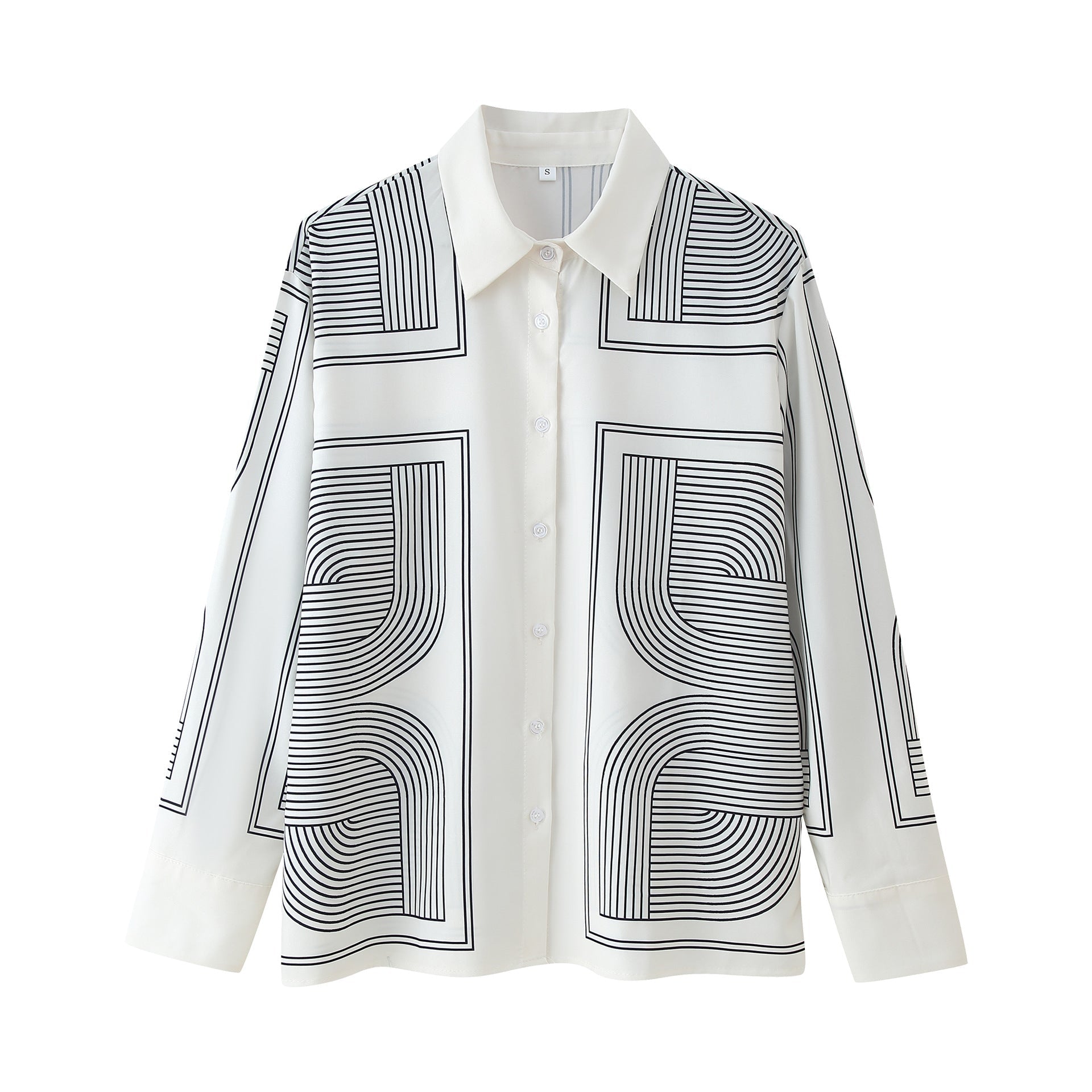 Damen Set aus lässigem Hemd und weiten Hosen im geometrischen Design R&B