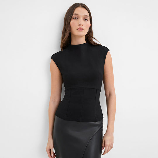 Damen Figurumspielendes Top mit elegantem High-Neck und schmalem Schnitt R&B