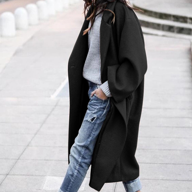 Damen Oversized Mantel mit elegantem Schnitt und tiefen Taschen R&B