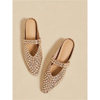 Damen elegante und glamouröse Mules mit Strassverzierungen R&B